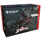 magic the gather spider-man bundle pack with a photo of spider-man and venom fighting in the dark
